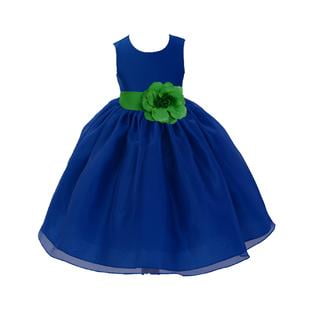 - Ekidsbridal Royal Blue Satin Bodice Organza Skirt Flower Girl Dress Special Occasions Pageant Toddler Birthday Party Holiday Bridal Baptism Junior Bridesmaid Communion 841s