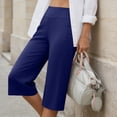 thumbnail image 7 of Stamzod Womens Capri Yoga Pants with Pocket High Waisted Plus Size Capris Casual Work Trousers Cropped Pants Navy S, 7 of 7