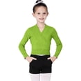 thumbnail image 2 of mgoYE Girl's Dance Wrap Sweater Ballet Top Warm up for Leotards, Dress(Green,140), 2 of 8