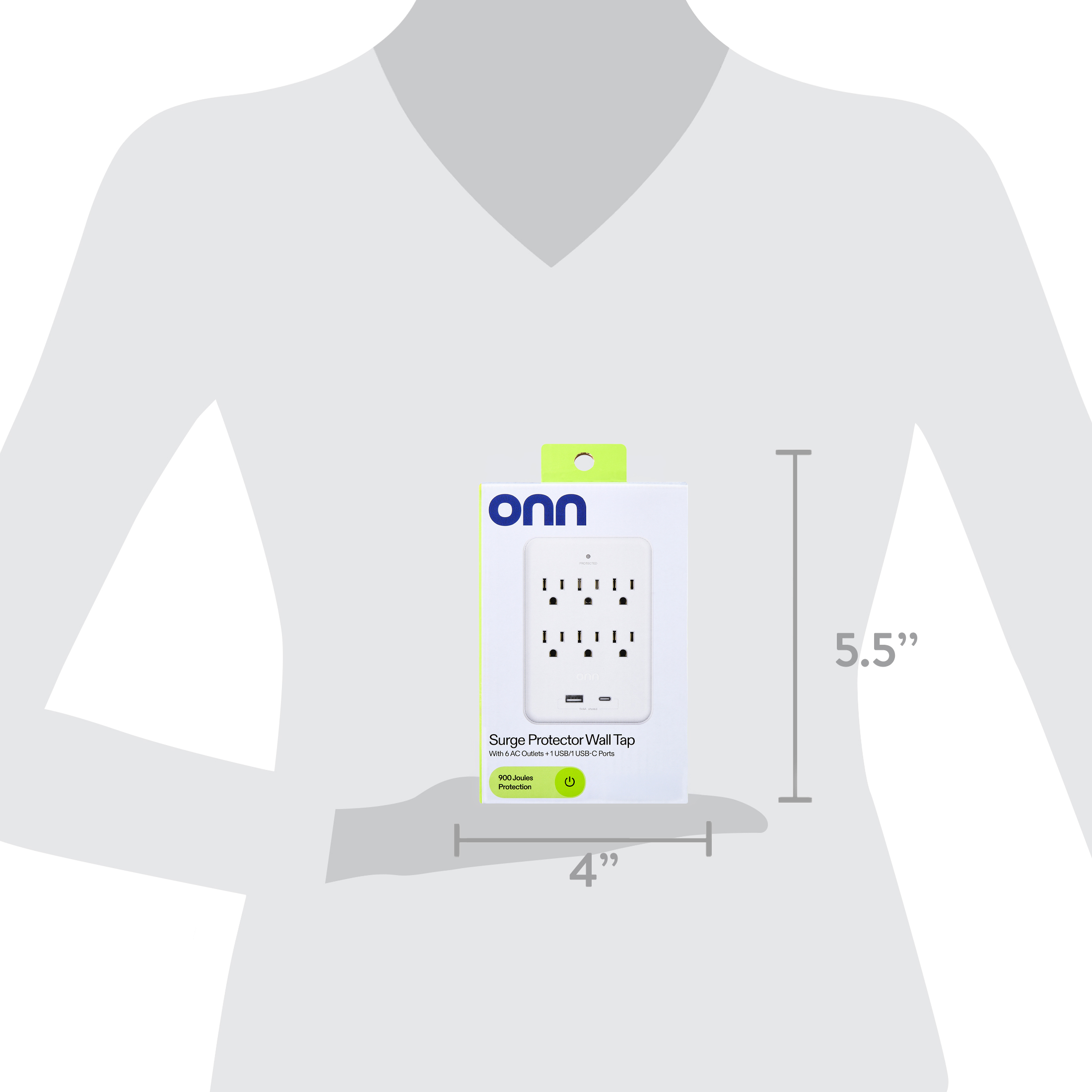 onn Surge Protector Wall Tap with 6 AC Outlets and USB Ports photo 6