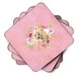 thumbnail image 2 of Carolines Treasures CK4219FC Pomeranian Pink Flowers Foam Coaster Set of 4 3 1/2 x 3 1/2 multicolor, 2 of 4