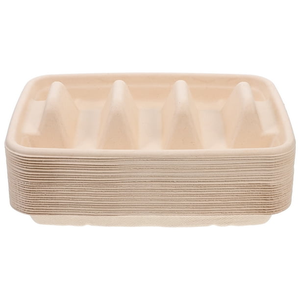 KAKOWELY 25 platos desechables para tacos, burritos, tacos, platos de papel de un solo uso, soporte para tacos, plato para servir en barra de tacos para reuniones.