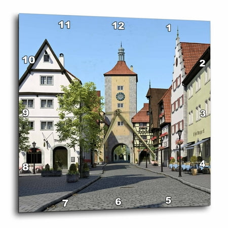 3dRose Bavarian Town Main Street - Wall Clock, 10 by 10-inch