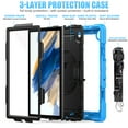 thumbnail image 2 of SaniMore for Samsung Galaxy Tab A8 (SM-X200/X205) 10.5" 2022 Case, 3 Layers Multi-Functional Cover Built-in Pencil Holder Shoulder & Hand Strap Kickstand Shockproof Protective Shell, Lightblue, 2 of 7