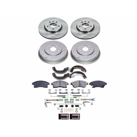 Front and Rear Brake Pad Rotor Shoe Drum Kit - Compatible with 2011 - 2015 Chevrolet Cruze - Power Stop