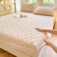 thumbnail image 1 of Elastic Bed Sheets, Elastic Bed Sheets Queen Size, Elastic Bed Sheets Quilted, Elastic Bedsheet, Elastic Bedsheets Queen Size Bed, Fuzzy Bed Sheets, Fluffy Sheets (Beige,Cal-King), 1 of 7