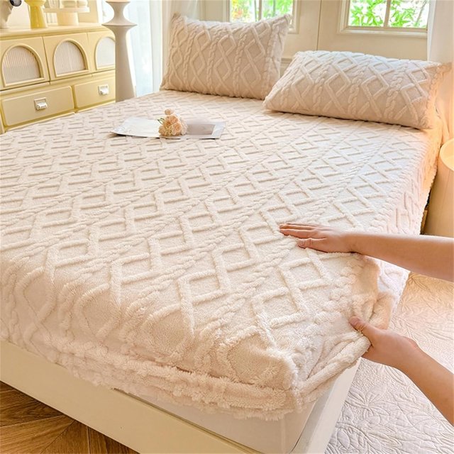 Elastic Bed Sheets, Elastic Bed Sheets Queen Size, Elastic Bed Sheets Quilted, Elastic Bedsheet, Elastic Bedsheets Queen Size Bed, Fuzzy Bed Sheets, Fluffy Sheets (Beige,Cal-King)