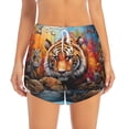 thumbnail image 2 of Balery Colorful Plant Tiger Pantalones cortos deportivos para mujer con forro y dos bolsillos, elásticos, para entrenamiento, gimnasio, yoga-XX-Large, 2 of 7