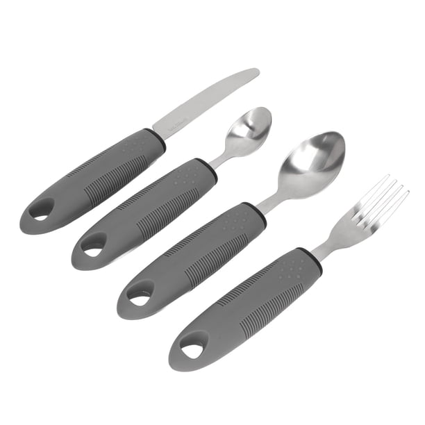 Juego De Utensilios Adaptables, Vajilla, Cuchillo, Tenedor, Cuchara, Utensilios Adaptables De Acero Inoxidable Con Peso Seguro Y De Goma Antideslizante Para Artritis