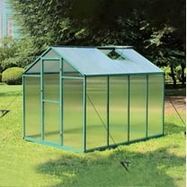 Witaxima 6x8 FT Heavy Duty Walk-in Greenhouse, Aluminum Alloy Frame with Polycarbonate Panels, Windproof & UV Protection, Raised Base & Anchor, All-Season Outdoor Backyard Greenhouse, Green