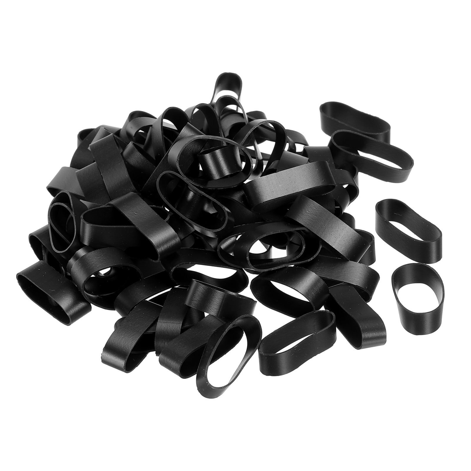 Silicone Rubber Bands Rings 100 Pack Non Slip 0.9" Flat Black for Books