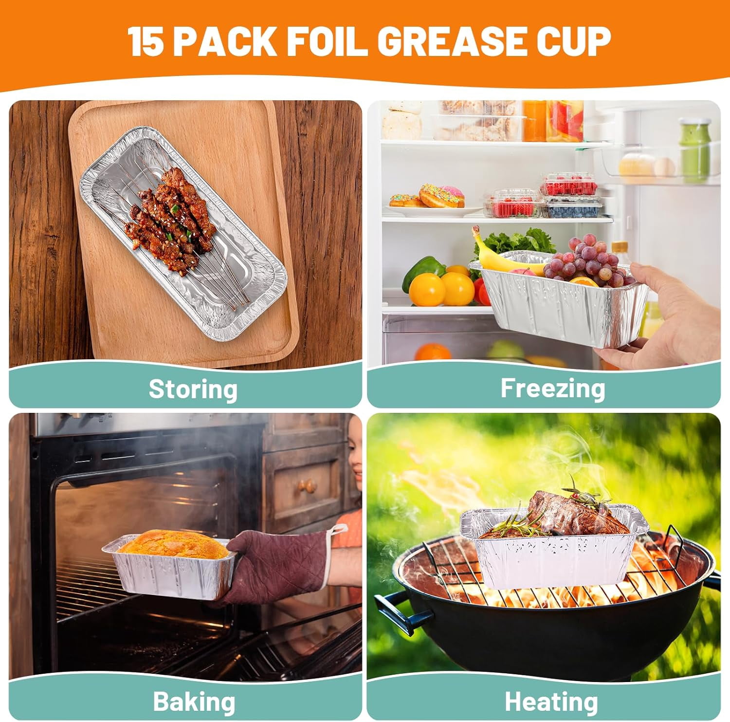 Griddle Grease Catcher for Blackstone Griddles 17'' 22'' 28'' 30'' 36'' with 15 Pack 5017 Blackstone Grease Cup Liners, Aluminum Foil Drip Pan Liner Grill Grease Tray, Blackstone Griddle Replacement
