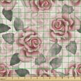 thumbnail image 2 of Ambesonne Roses Fabric by the Yard Upholstery, English Garden Floral Artwork, 2 Yards, Grey and Pastel Pink, 2 of 5