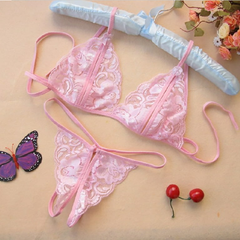 Women's Floral Lace Bra Top Sexy Lingerie G-string Underwear Babydoll  Sleepwear
