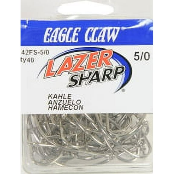Lazer Sharp L142FS3-5/0 Kahle Offset Hook, Nickel, Size 5/0, 40 Pack