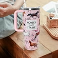 thumbnail image 3 of 30 oz Pink Horse Lover Gift Tumbler with Handle Straw Lid 30oz Pink Horse Themed Water Bottle Double Stainless Steel Insulated Basketball Cup Travel Coffee Mug, 3 of 6