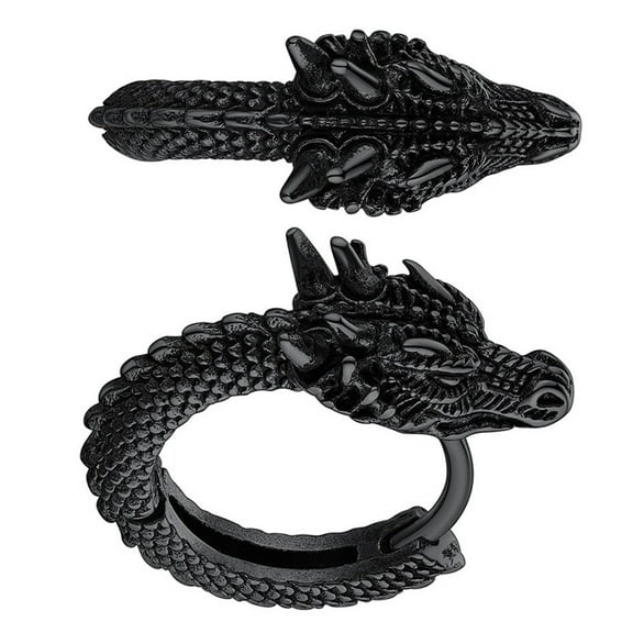 AOOOWER Unisex Dragon Hoop Earrings Punk Style Hip Hop Stainless Steel Party Jewelry