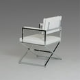 thumbnail image 2 of Benjara BM219301 Button Tufted Back Dining Chair with X Shaped Metal Base, White & Silver, 2 of 2