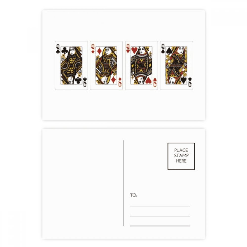 heart spade club q pattern postcard set birthday mailing thanks greeting card