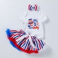thumbnail image 2 of Yindaity 4th Of July Outfits Baby Girl 4th of July Baby Girls Clothes Letters Print Romper Stars Striped Dress Sets My First 4th of July Outfits(Red,3-6 Months), 2 of 4