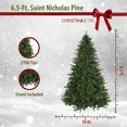 thumbnail image 3 of Christmas Time 6.5 Ft. Saint Nicholas Pine Christmas Tree with Metal Stand | No Lights | 2788 Mixed PE & PVC Tips | Festive Indoor Holiday Decor | Green | CT-SN065-NL, 3 of 8