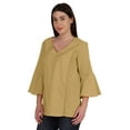 thumbnail image 4 of Moomaya Tunique en Coton à Manches Cloche pour Femmes Col en V Simple Top Schiffli d'Été, 4 of 7