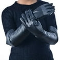 thumbnail image 4 of Ame Women Faux Leather Elbow Gloves Winter Long Gloves Warm Lined Finger Gloves, 4 of 8