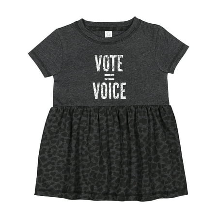 

Inktastic Vote Equals Voice Distressed White Text Girls Baby Dress