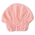 thumbnail image 2 of 1 Pack Microfiber Hair Towel Drying Cap, Super Absorbent Fast Drying Hair Turban with Bow for Women, Pink, 2 of 9