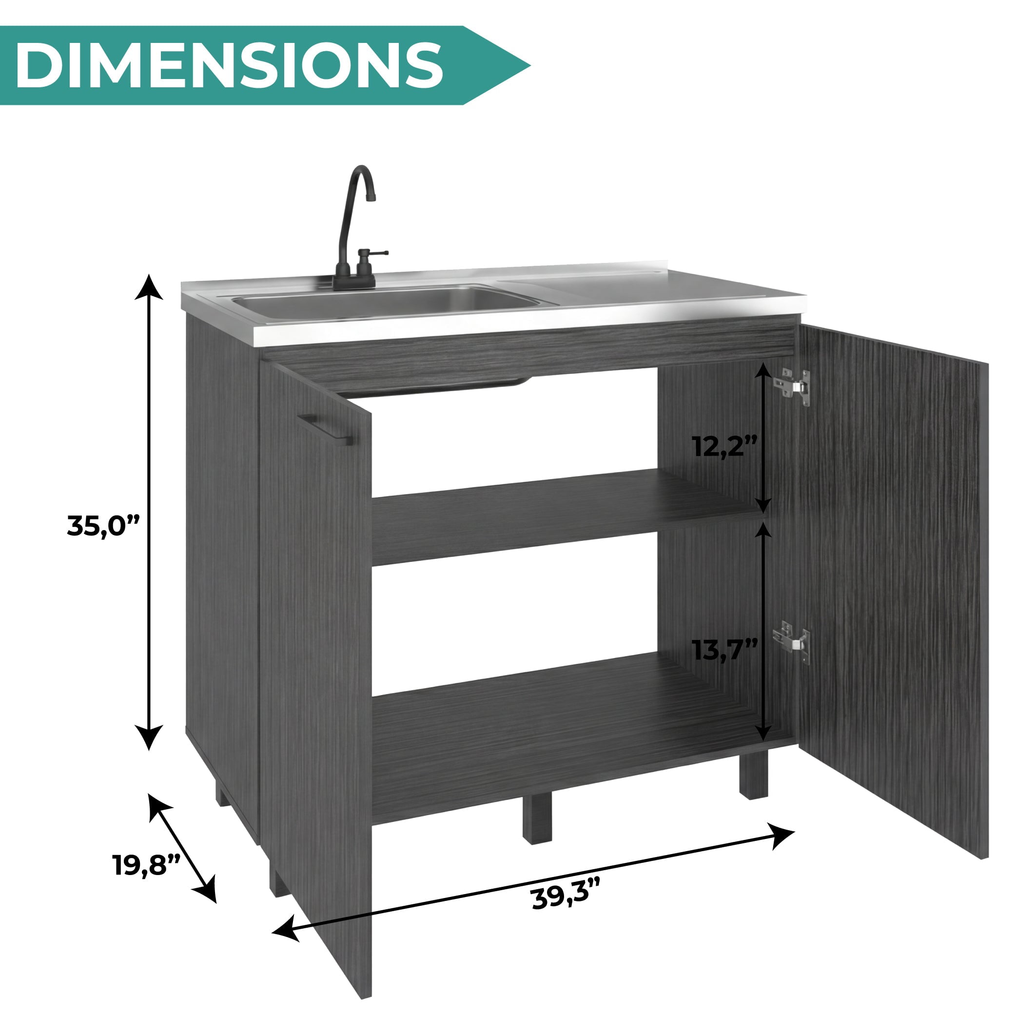 TUHOME Napoles Utility Sink Complete with Faucet Included, Freestanding Base with Legs