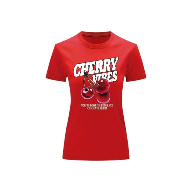 Playera Blusa De Cerezas Cherry Vibes Ropa Para Mujer Color Rojo Talla Grande Marca Emil SaEs
