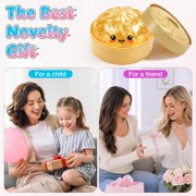 Glitter Dumpling Squishies, Cute Stretchable Squishies Stress Balls with Box, Fidget Sensory Squeeze Toys for Party Favors & Stocking Stuffers (Gold)