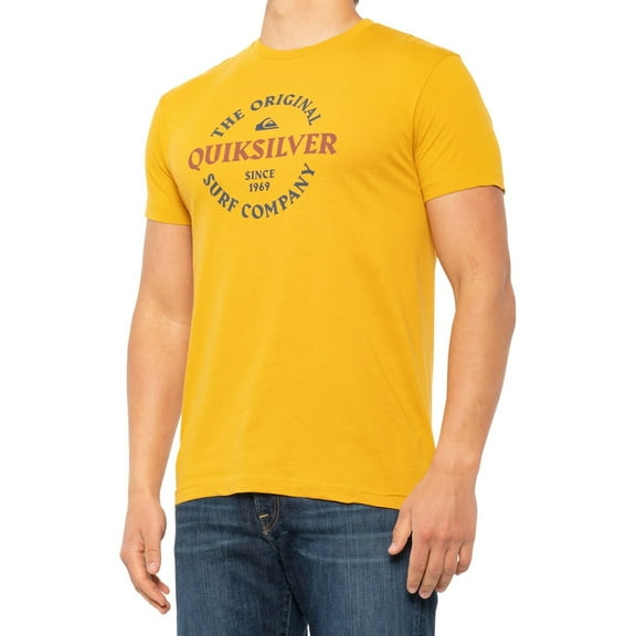 QUIKSILVER MEN'S TOP - URBAN STORIES SZ XLARGE MUSTARD-LOGO FRONT TEE SHIRT CREW