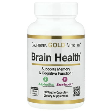 California Gold Nutrition Brain Health with Alpha-Glycerophosphorylcholine, Calcium, Phosphorus and Phosphatidylserine, 60 Veggie Capsules