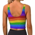 thumbnail image 4 of Goofa Colorful Glitter Rainbow Printed Sports Bras for Women, High Impact Running Bra Workout Crop Tank Tops Longline Sports Bra Push up-Medium, 4 of 9