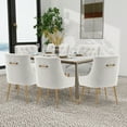thumbnail image 2 of SEYNAR Elegant Tufted Upholstered Dining Chairs Set of 6, Velvet Side Accent Chair with Golden Legs for Dining Room,Vanity Chair(White), 2 of 9