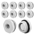 thumbnail image 1 of Paquete de 20 tapones de extremo de tubería de cabeza hexagonal interior, con conector de tapón de manguera de jardín de nylon 1/2 NPT con anillo de sellado para terminar extremos de tuberías [Blanco], 1 of 6