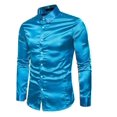 thumbnail image 2 of Camisas casuales de color sólido para hombres Camisas de manga larga con solapa brillante a la moda para hombres, 2 of 4