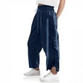 thumbnail image 2 of Sewkxo Women's Track Trouser Casual Drawstrings Elastic Waist Quick Dry Trouser Fashion Baggy Contrast Color Striped Track Pants with Pockets,Navy 2XL, 2 of 7