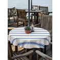 thumbnail image 2 of Outdoor Tablecloth with Umbrella Hole Zipper Navy Blue Striped Round Tablecloth 60" Waterproof Outside Table Cloth Rustic Blue Stripe Modern Art Beige Patio Table Cover Tablecloths for Picnic Party, 2 of 8