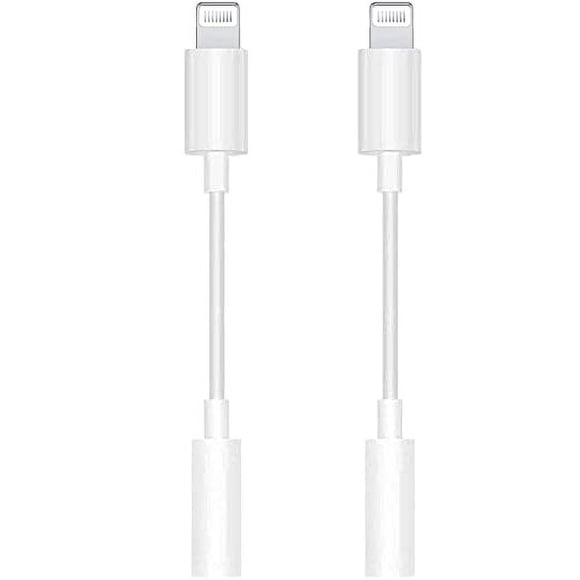 MUMUMAB Paquete de 2 adaptadores Lightning a conector para auriculares de 3,5 mm con certificación Apple MFi, cable auxiliar de audio Dongle, convertidor de auriculares compatible con iPhone 12 12 Pro