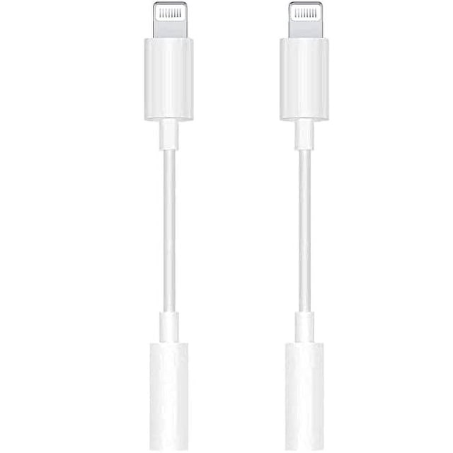 MUMUMAB Paquete de 2 adaptadores Lightning a conector para auriculares de 3,5 mm con certificación Apple MFi, cable auxiliar de audio Dongle, convertidor de auriculares compatible con iPhone 12 12 Pro