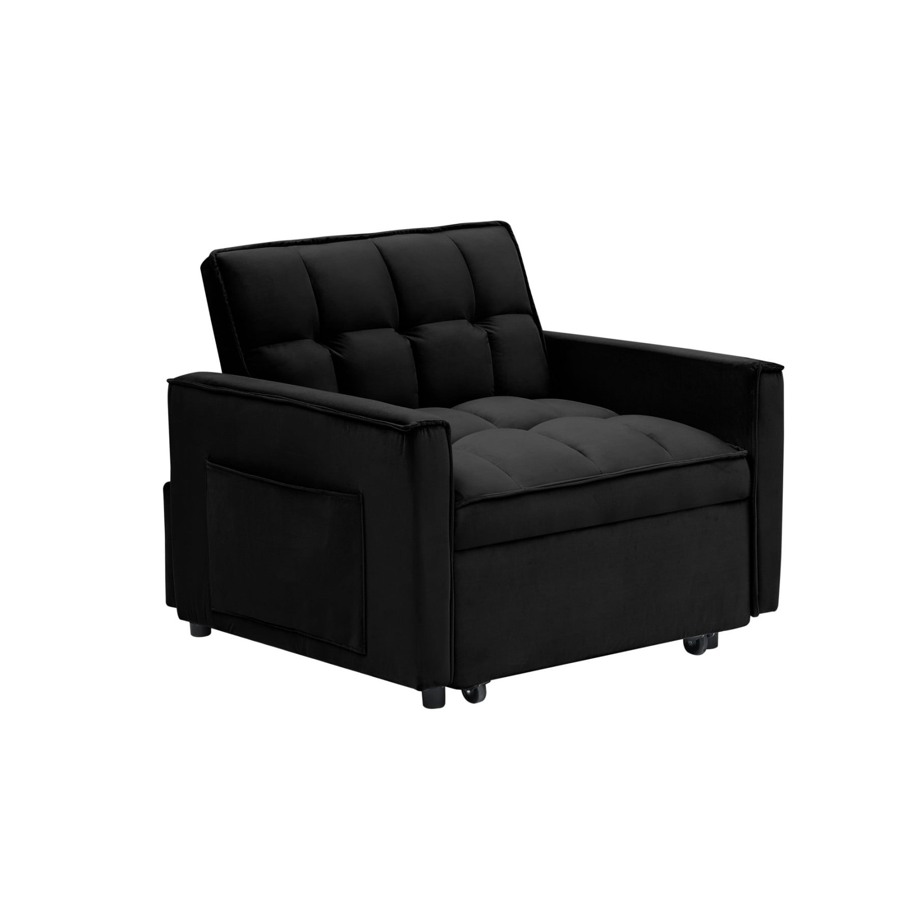 3-in-1 Convertible Sofa Bed Chair, Adjustable Recliner Sleeper Couch for Small Spaces Living Room Office, Black