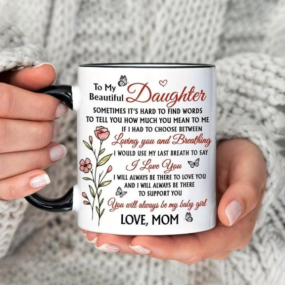 Precious Daughter s 11oz Ceramic Coffee Mug with Mom Heart Poem Pink Floral Mother s Day Birthday Christmas Dishwasher Keepsake Cup Mom Daughter Bondi