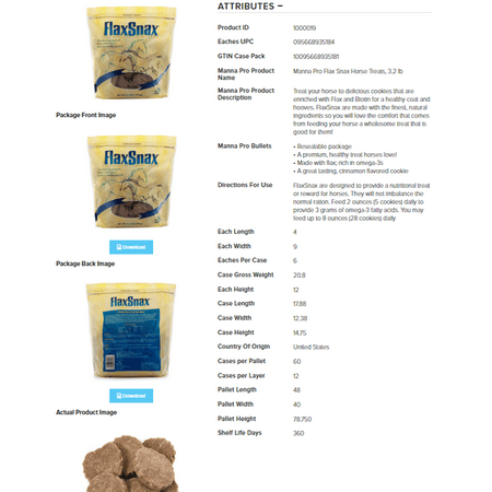 Manna Pro Nutrigood Flax Snax Horse Treat, Cinnamon Flavor 3.2lb