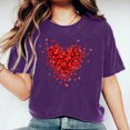 thumbnail image 4 of Basic Tops for Woman Dgankt Women's Valentine's Day Short Sleeve Round Neck T-Shirt Letter Printed Solid Color Top, 4 of 6