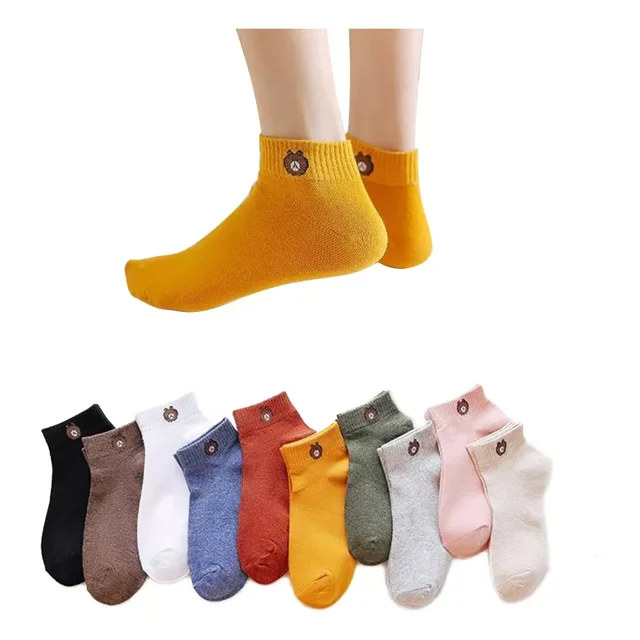 10 Pares Calcetines Deportiva Liso Algodón Para Mujer Y Niño