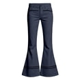 thumbnail image 5 of YaEYa Girls School Uniform Flare Pant Slim Fit Bell Bottom Trousers Fitted Stretch Flare Leg Pants High Waist Casual Slacks With Side Pocket Button Fly Trouser Preppy Clothes (Navy,13-14 Years), 5 of 6