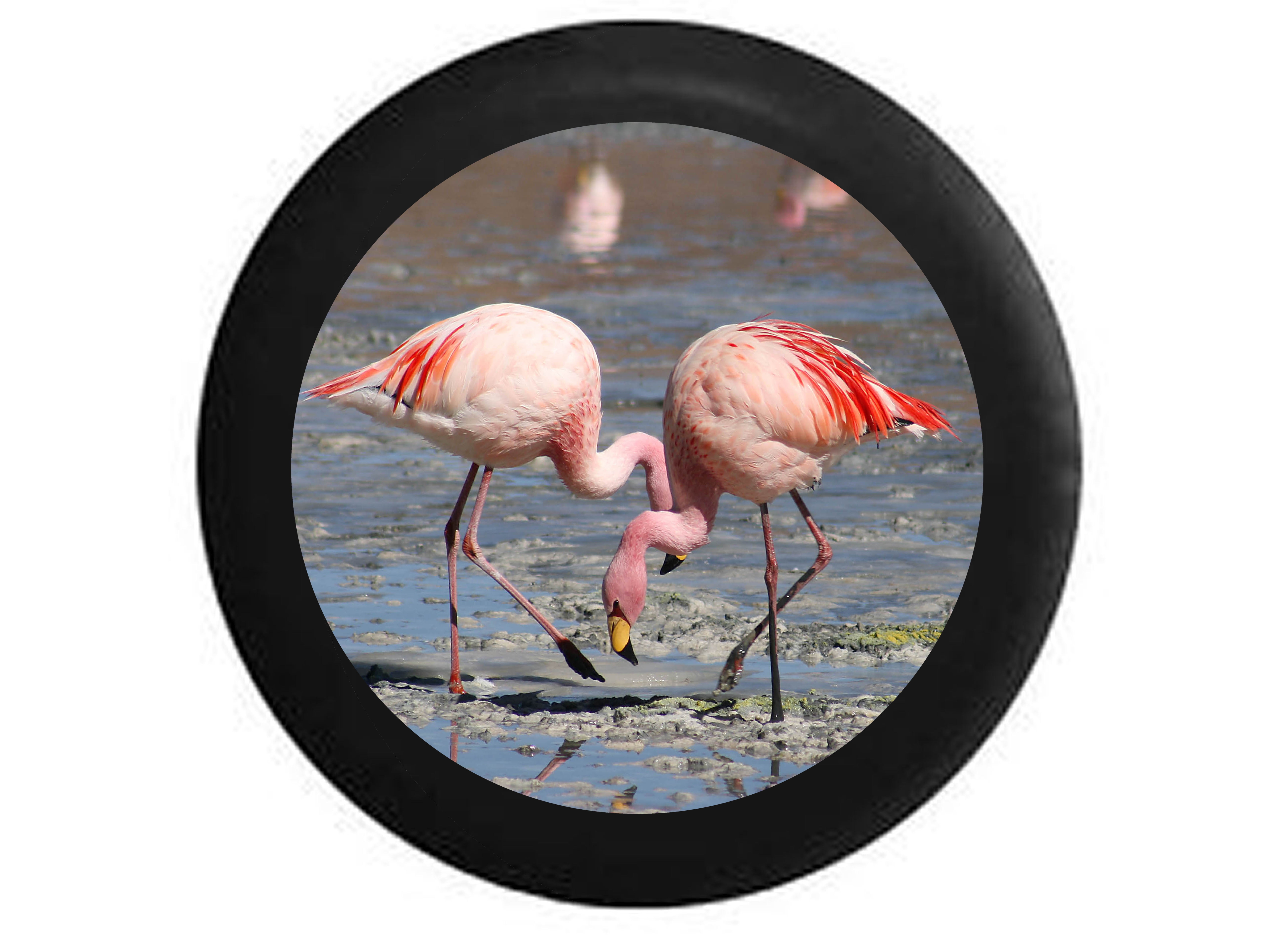 Car The Cute Beautiful Pink Flamingo Universal 14-17 Spare Tire Cover Fit for Jeep Trailer Truck Wheel Rv 