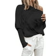thumbnail image 1 of WEAIXIMIUNG Factory Custom Autumn Sleeve Solid Color Loose Women Off Shoulder Pullover One Line Neck Twist Knit Sweater Top, 1 of 4
